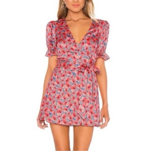 House of Harlow 1960 Dresses & Skirts - NEW Revolve x House of Harlow Aja Mini Dress Wrap Red Poppy Floral Medium